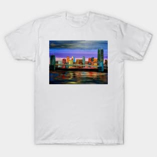 landscape abstract painting of the Brooklyn Bridge at mid day . T-Shirt